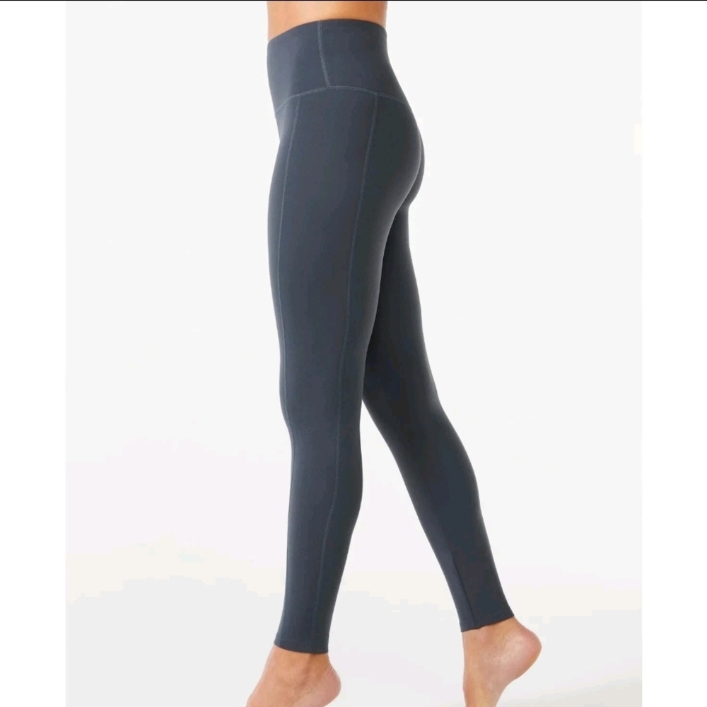 Joyspun Womens 7/8 Solid Grey Weekend Tight Leggings Side Pocket Size Medium